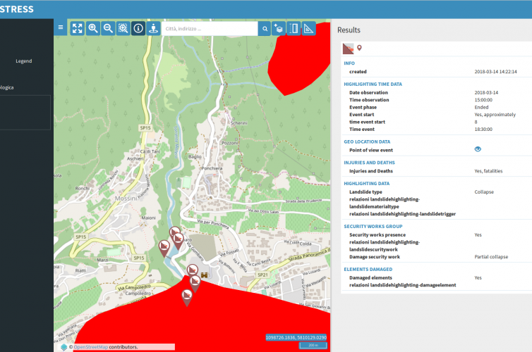 Progetto STRESS: Geoporatle dedicato alla catalogazione e visualizzazione dati satellitari e dati VGI derivanti da utenti segnalatori